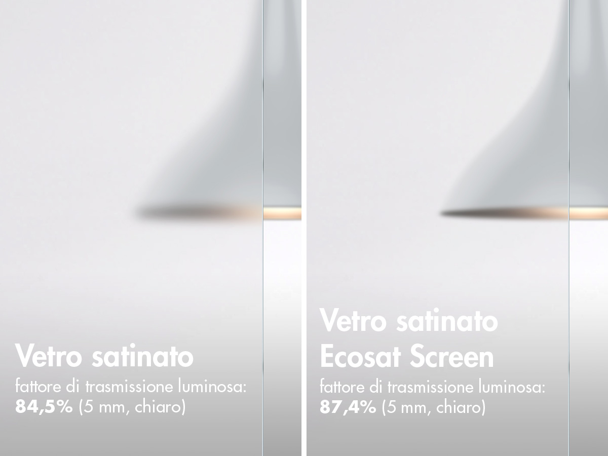 Vetro satinato e vetro satinato Ecosat Screen a confronto